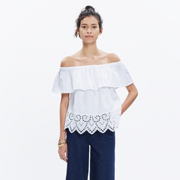 Madewell Tops - MADEWELL BALCONY OFF THE SHOULDER EYELET TOP ~ M